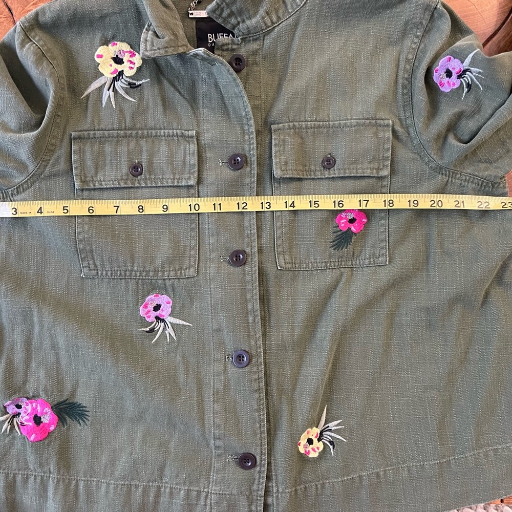 Buffalo David Bitton Army Green Jacket w/patches size L
